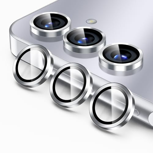 Korecase for Galaxy S24 Plus Camera Lens Protector, 9H Tempered Glass Anti Scratch Camera Screen Protector Film Shcokproof Metal Ring Lens Protector for Galaxy S24+Plus (Silver)