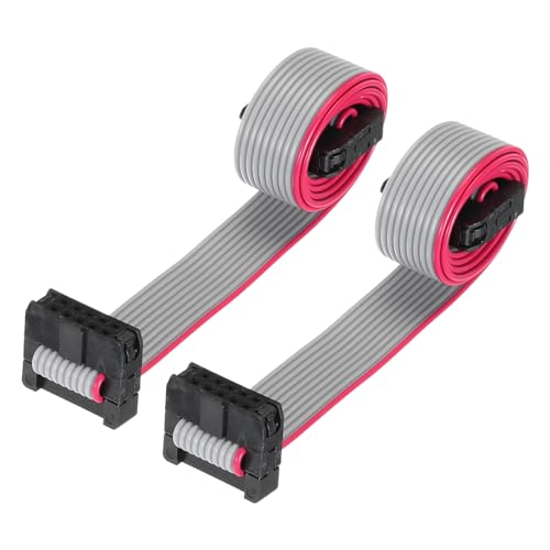 MECCANIXITY - MECCANIXITY IDC 10Pin Flat Ribbon Cable, 2.0mm Pitch FC to FC Connector 30cm Length Grey Jumper Wire for Computer LED Display DVD, 2Pcs