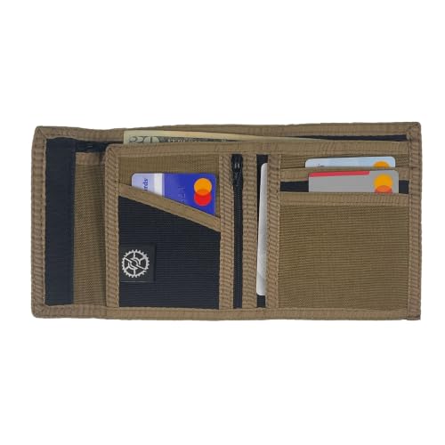 Image of Nylon Billfold Wallet with Zippered Coin Pocket (Black /Coyote Brown)