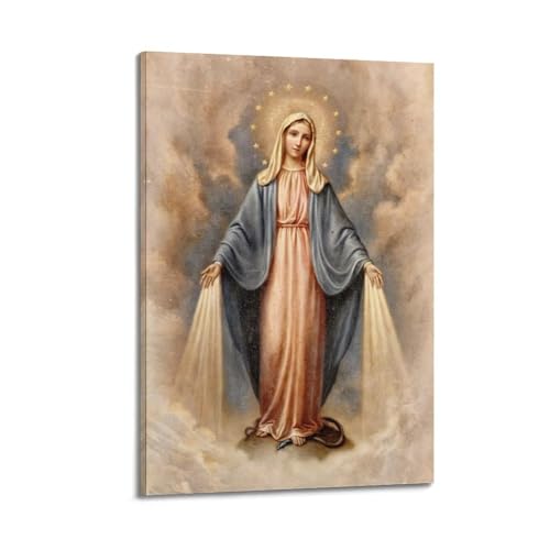 Peinture à l'huile de la Vierge Marie pour embellir un mur de chambre vide avec cadre