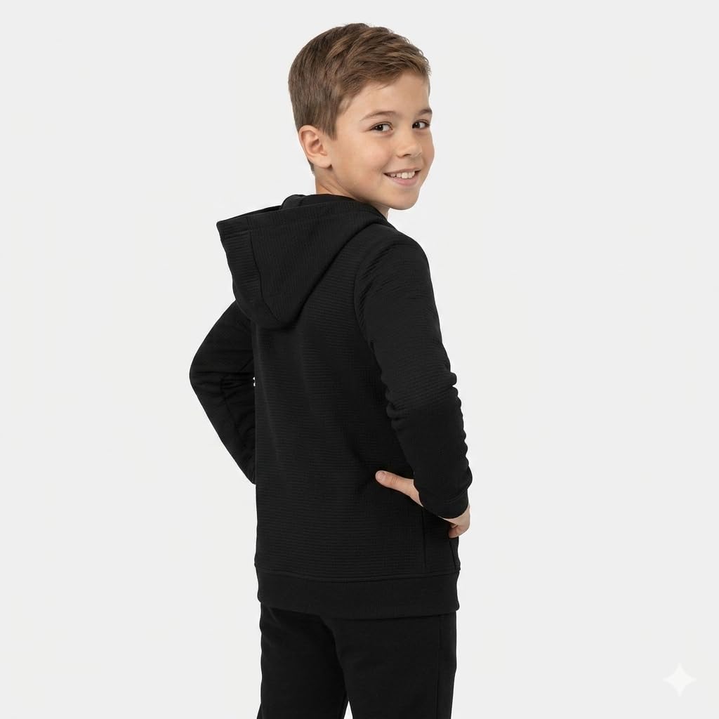 EMBLIKA Premium Boys Zip Up Hoodie |Comfortable and Stylish & Everyday Essential|Kids Sweatshirt | Kids Winter Wear Black 4