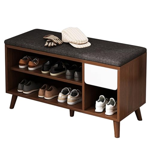 Banc de rangement à chaussures avec coussin confortable pour meuble d'entrée compact