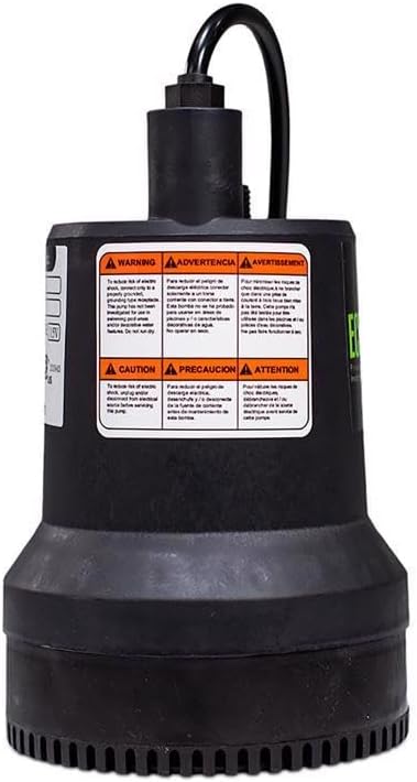 ECO-FLO 1/4 hp 1980 GPH Thermoplastic Switchless Bottom AC Utility Pump - Case of: 1;