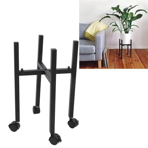 Support de plante en fer avec roues stable résistant roulette porte-pot bureau - 3