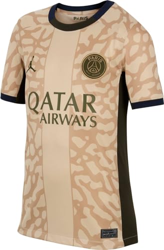 Image of Nike Unisex Kid's PSG y nk df stad JSY ss 4th Top, Hemp/Obsidian/Sequoia/Rough Green, 14-15 Years