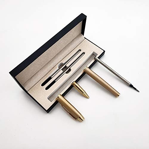 Accod Metal Signature Pen Office Rollerball Pen Black Ink Ballpoint Pen Nice Gift Pen for Family, Classmate and Colleague 0.5mm Replaceable Refills-Gift Boxed (Gold)