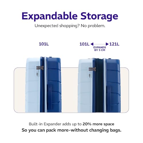 Image of Provogue Cascade Hard-Sided PP 75 Cm Trolley Bag Large Size | Expandable Space with 8 Wheels Trolley Bags for Travel | Combination Lock | 5 Year Warranty (Sky Blue /Ceylon Blue)