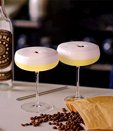 Unique Martini Glasses | Set Of 4 | 8 Oz Crystal Round Martini Coupe Glass | Art Deco Cocktail Glasses Set For Pisco Sour, Mixed Drinks | Hand-Blown Champagne Coupe Glasses | Fancy Cocktail Glass #TOP6