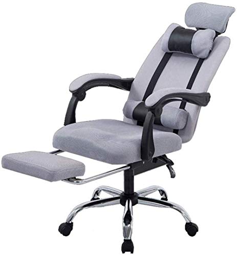 Reclining Computer Chair Home Computer Chair, Mesh Office with Wheel Chair Game Gaming Chair Boss Chair Steel Foot Rotating Lift Armrest Boss Chair -Gray