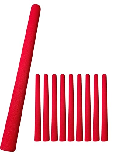 TEKKA BUDO Escrima Safety Lot de 10 bâtons d'entraînement avec housse en mousse Rouge 50 cm