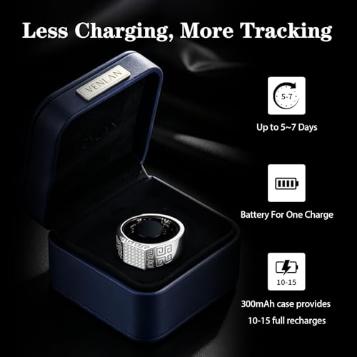 Image of Venlan S925 Great Wall Pattern Smart Ring for Men & Women, Vital Health Ring with Sleep Tracker, Fitness Tracking, Heart Rate & HRV Monitor, Waterproof Smart Health Ring(#7)