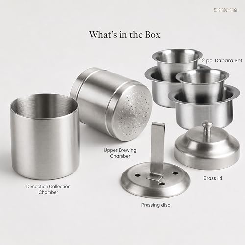 Image of Premium Stainless Steel Coffee Filter 250 ML Capacity with 2 Set of Dabra, South Indian Drip Coffee Maker | Madras Kaapi Maker Small Size For 3-4 Cups, Reusable Filter