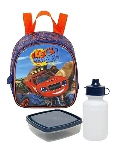 Mochila Infantil Escolar Carro Blaze Rodinhas G + Lancheira