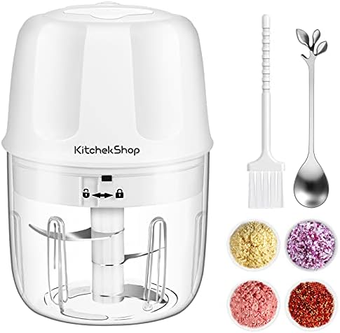 KitchekShop Electric Garlic Chopper, Portable Cordless Mini Food Processor, Rechargeable Vegetable Chopper Blender for Nuts Chili Onion Minced Meat and Spices BPA-Free(White)