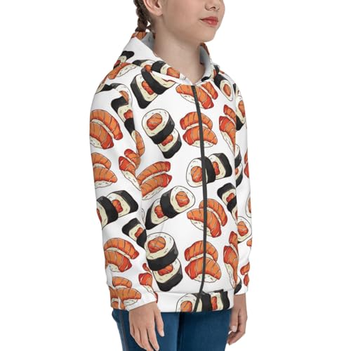Sushi Roll Kids Pullover Hoodies Boys Zip Up Sweatshirts Girls Athletic Clothes with Pocket4