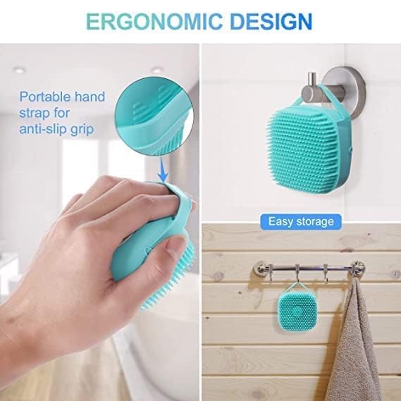 Image of Bindian Body Scrubber with Soap Dispenser Brush, Silicone Exfoliating Brushes, Soft Body Exfoliator, Bath Loofah for Babies, Kids, Women, Men and Pets, 1 Pcs Multicolor
