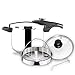MAGEFESA ATHENAS COMPLET Olla a presión Super rápida de fácil Uso, Acero Inoxidable, Apta para cocinas inducción. Fondo Termo difusor, Pack Exclusivo Olla + CESTILLO + Tapa DE Cristal (6L)
