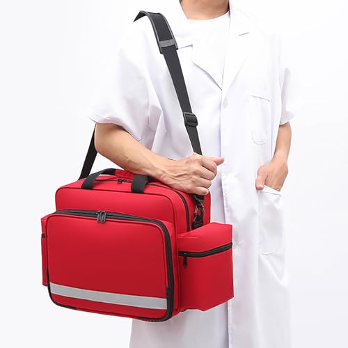 First Aid Bag Empty, Portable Medical Supplies Bag, Nurse Bag with Handle and Shoulder Strap Emergen
