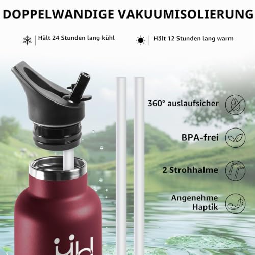 HoneyHolly Thermosflasche, 500ML BPA-Frei, Trinkflasche Edelstahl, Auslaufsichere Isolierflasche Doppelwandig, Wasserflasche Edelstahl… – Ansicht 4