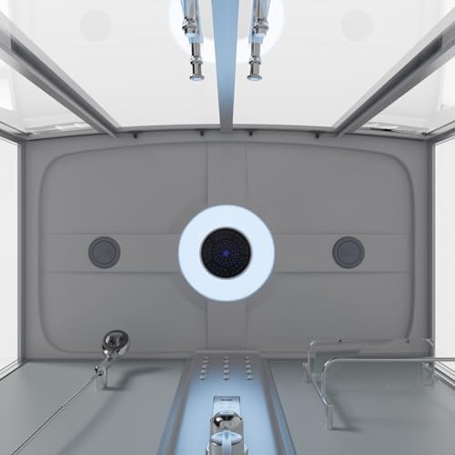 Bild 5 - Tronitechnik® Duschtempel Dusche IKARIA 135x80x220cm Komplettdusche Fertigdusche mit Wanne, Duschkabine mit Badewanne, freistehend, inkl. Zubehör, Regendusche, Massage