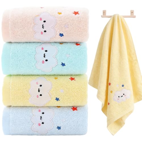 Cjytdkj Kinder Handtuch, 4 Stücke Kinder Handtücher, Baby Cartoon Handtücher für Hand Gesicht Füße Dusche Sabbern