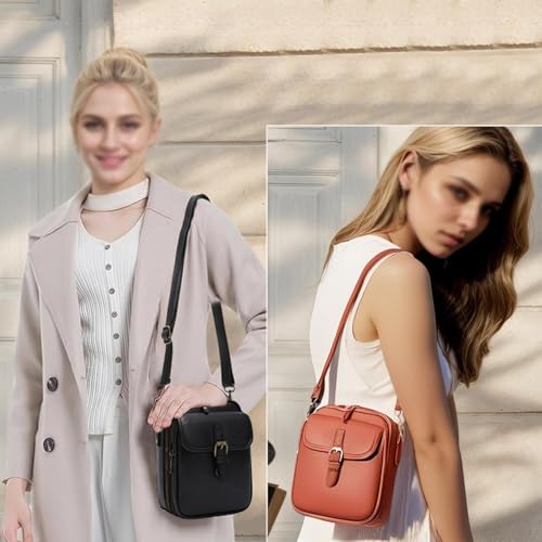 Crossbody Leather Bag for Women, Anti-Theft Shoulder Handbag Messenger Bag with Built in Wallet Large Capacity4