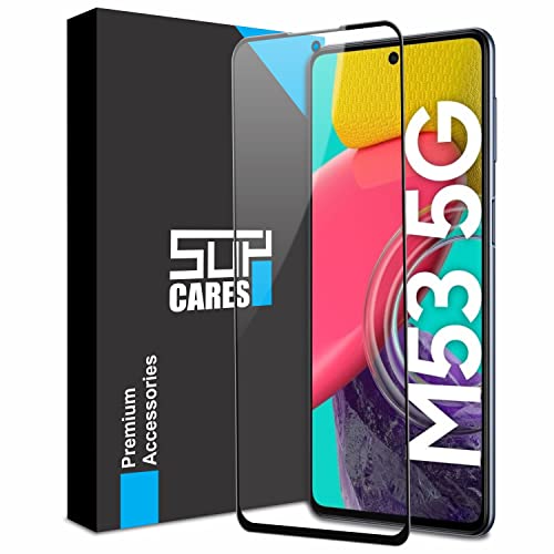Image of SupCares Tempered Glass for Samsung Galaxy M53, Samsung Galaxy M52 and Samsung Galaxy F54 (6.7 Inch) With Installation Kit | Military-Grade Gorilla Screen Protector | Edge to Edge Coverage | Black