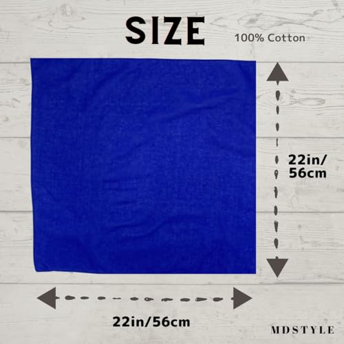 Image of MDSTYLE 100% Cotton Solid Color Bandana for Men & Women 22 inch x 22 inch Handkerchief Headband Scarf