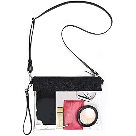 GM LIKKIE Clear Purse for Women Stadium Approved, Clear Bag with Adjustable Shoulder Strap, Women Transparent Crossbody Shoulder Handbag (Black) Cover