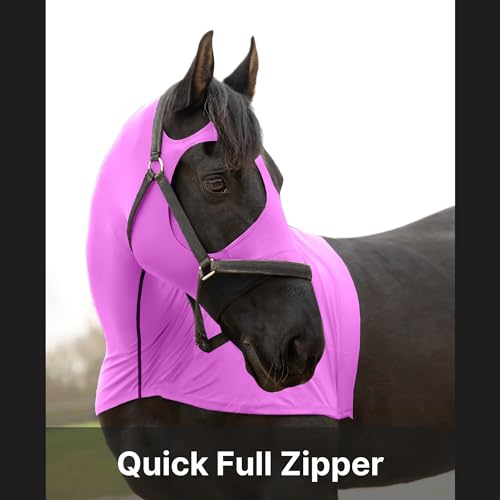 Image of RESISTANCE Premium Horse Hood Full Zipper with Face & Forelock Saver - Horse Sleazy Slickers and Horse Care Sheet