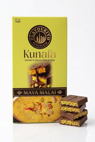 Image of Flavourito Kunafa Chocolate Bar 100g, Mava Malai Satisfying, Sharp Snap Of Smooth Milk Chocolate that Gives Way to a Creamy, Rich, and Nutty Pistachio By DECADENT FOODS