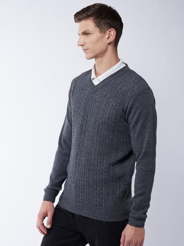 Image of Pivl Men's V Neck Winter Solid Sweater - Warmth and Style for The Season
