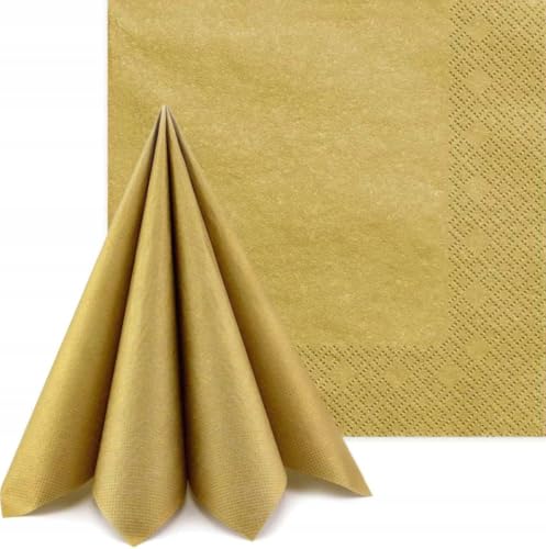 20 Servietten 33x33cm Gold Metallic // Deko Napkins Ornament Tischdeko Hochzeit Kommunion