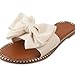 Movnebyro Women's Bow Knot Slides Open Toe Slip On Slides Comfortable Flats Beach Travel Vacation Sandals Summer Walking Sandals Fashion Outdoor Shoes