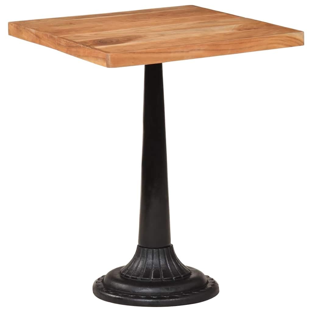 Tavolo da bistrot in legno massiccio di acacia, 60 x 60 x 76 cm, con struttura in ghisa, tavolo da pranzo, tavolo da cucina, tavolo da pranzo, design vintage moderno per famiglia e ospiti