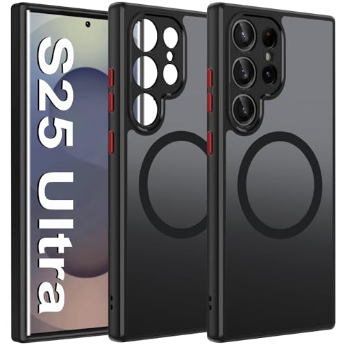 Carcasa para Samsung S25 Ultra con MagSafe inalámbrica, funda para Samsung Galaxy S25 Ultra carcasa magnética fina a prueba de golpes de grado militar cubierta, carcasa S25 ultra translúcida, color