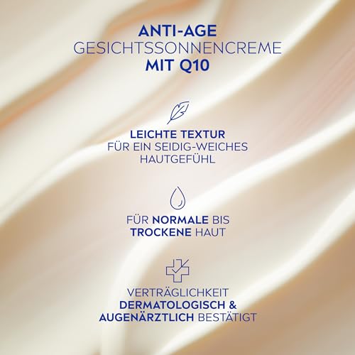 NIVEA SUN UV Gesicht Q10 Anti-Age Sonnenschutz mit LSF 50 (50 ml), feuchtigkeitsspendende Gesichtssonnencreme, Anti-Falten Sonnencreme mit Schutz vor UVA/UVB-Strahlen