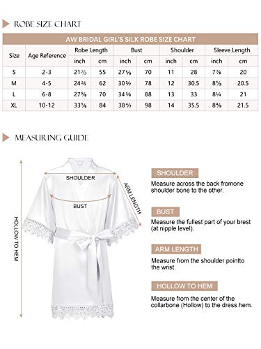 Aw Bridal Girl Satin Kimono Robe Kids Silk Bathrobe Short Sleepwear With Lace Trim For Birthday Spa Bridal Party, Dusty Blue M #TOP6