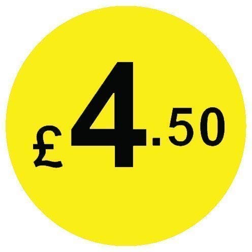 Audioprint Ltd. from 99p to £10 - Pack of 200 Black & Yellow 20mm Price Stickers/Sticky Labels - 40 Different Prices to Choose from (Black & Yellow £4.50)