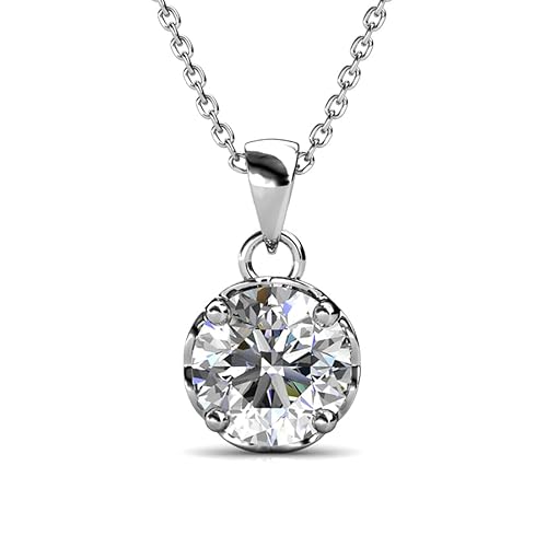 Eira Wen ® Collier en argent sterling 925 pour femme avec chaîne plaquée or blanc 18 carats avec pendentif brillant en moissanite créée en laboratoire, Diamant moissanite de grade A, Moissanite Cover