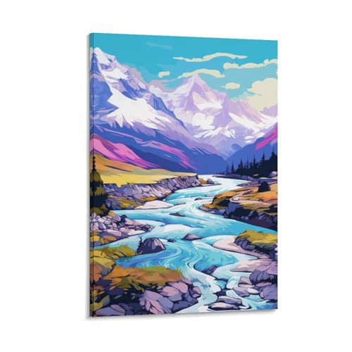 Toile Lacs and Snowy Mountains pour créer une ambiance apaisante de chambre
