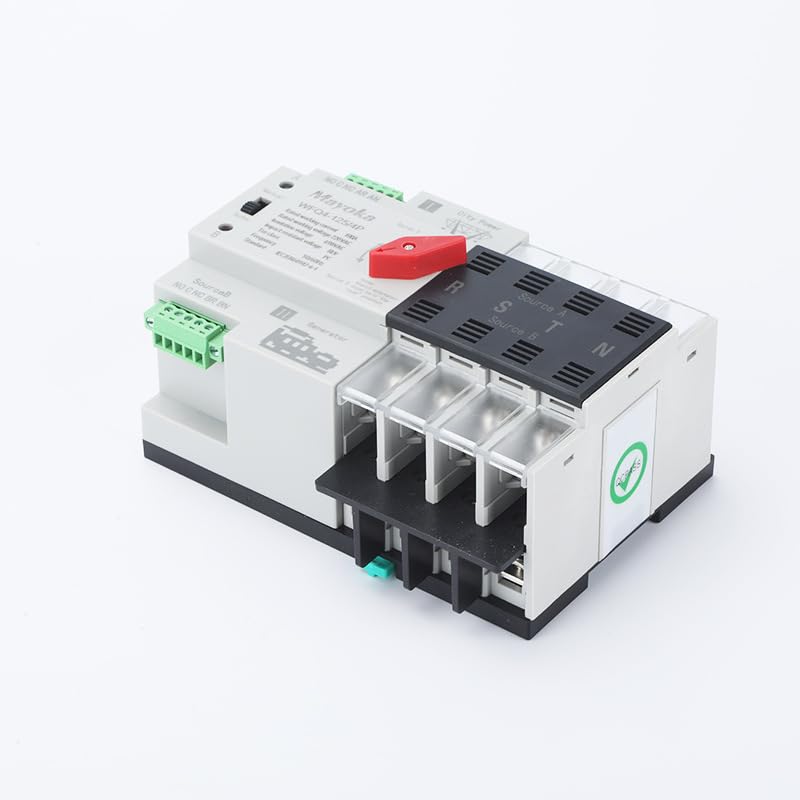Mini ATS Automatic/Manual Transfer Switch 4P 100A AC110V, 4POLE 100amps ATS Dual Power Switch for Home Generator,Din Rail Mounted Controller Electrical Type RV Fast Transfer