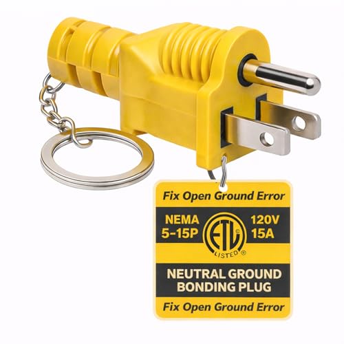 Neutral Ground Bonding Plug for Floating Neutral Generator Generator Grounding Plug NEMA 5-15P 120V 15A Fix Open Ground Error for RV EMS Surge Protector Camper Motorhome Travel Trailer 1 Pack