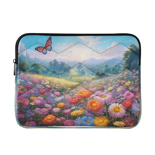 Funda para portátil 13-14 pulgadas con diseño flores y mariposas miniatura 1