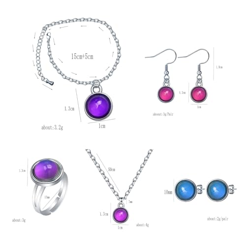 Conjunto de joyas que cambian de color con collar y pendientes de diseño emotivo 2