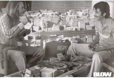 (24x36) Blow Movie Johnny Depp Counting Money B&W Photo Poster Print