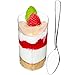 DLUX 28 x 3 oz Mini Tasses à Dessert avec cuillères, Triangle incliné - Tasse à apéritif en Plastique Transparent Parfait - Petit Bol à apéritif de Dessert réutilisable - avec Livre de Recettes