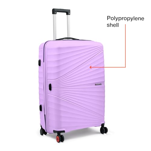 Image of Nasher Miles Golden Gate Hard-Sided Polypropylene Luggage Set of 3 | 55cm, 65cm & 75cm | 8 Wheels Small, Medium & Large Trolley Bag for Travel | Suitcase Purple & Dark Purple