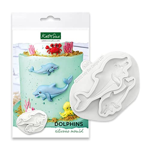 Moule silicone décoration gâteaux mer avec deux dauphins de tailles différentes