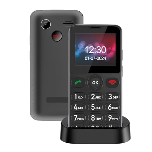 Melefon Teléfono móvil para personas mayores, botones grandes y fuentes grandes fácil de usar|dispositivo SOS|alto volumen|batería de 1000mAh con base de carga|linterna y muchos gadgets útiles (Negro)